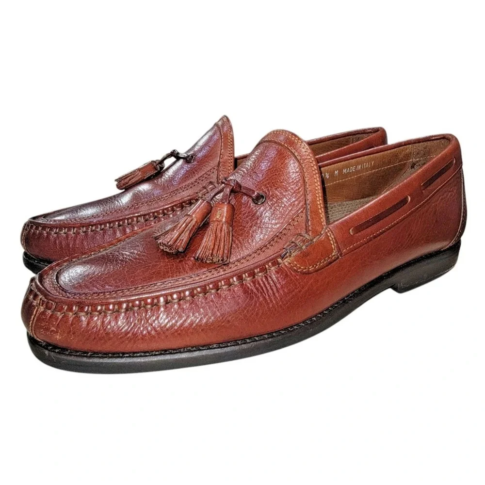 Johnston & Murphy Handcrafted Tassel Loafers Men's Shoes Leather 10.5 M Italy‎